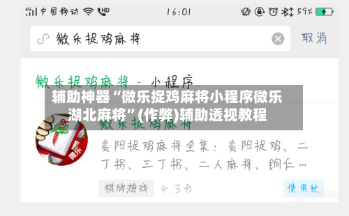 辅助神器“微乐捉鸡麻将小程序微乐湖北麻将”(作弊)辅助透视教程-第2张图片
