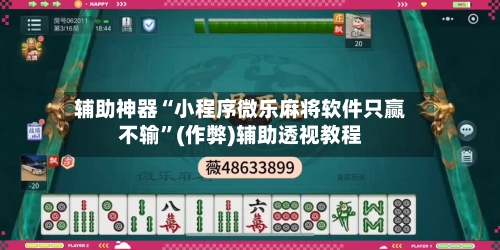 辅助神器“小程序微乐麻将软件只赢不输”(作弊)辅助透视教程-第3张图片