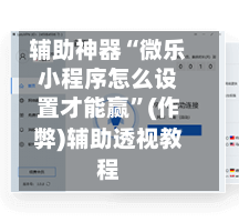 辅助神器“微乐小程序怎么设置才能赢”(作弊)辅助透视教程-第3张图片