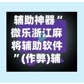 辅助神器“微乐浙江麻将辅助软件”(作弊)辅助透视教程-第3张图片