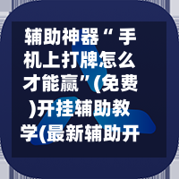 辅助神器“ 手机上打牌怎么才能赢”(免费)开挂辅助教学(最新辅助开挂教程)-第2张图片