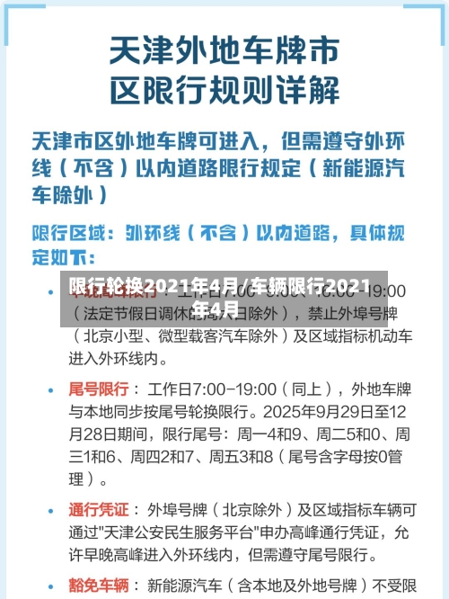限行轮换2021年4月/车辆限行2021年4月