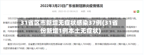 31省区市新增无症状感染37例(31省份新增1例本土无症状)