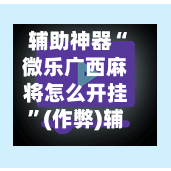辅助神器“微乐广西麻将怎么开挂”(作弊)辅助透视教程-第2张图片