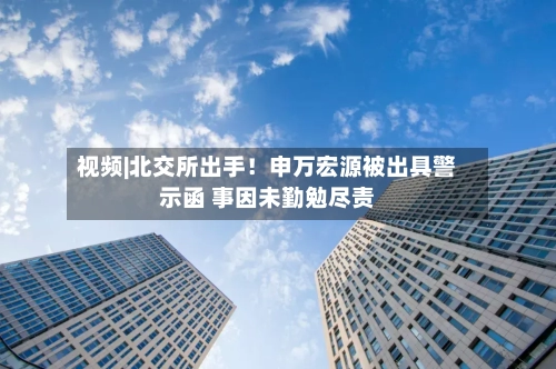 视频|北交所出手！申万宏源被出具警示函 事因未勤勉尽责-第2张图片