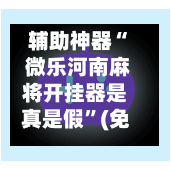辅助神器“ 微乐河南麻将开挂器是真是假”(免费)开挂辅助教学(最新辅助开挂教程)-第2张图片