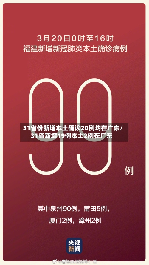 31省份新增本土确诊20例均在广东/31省新增19例本土2例在广东