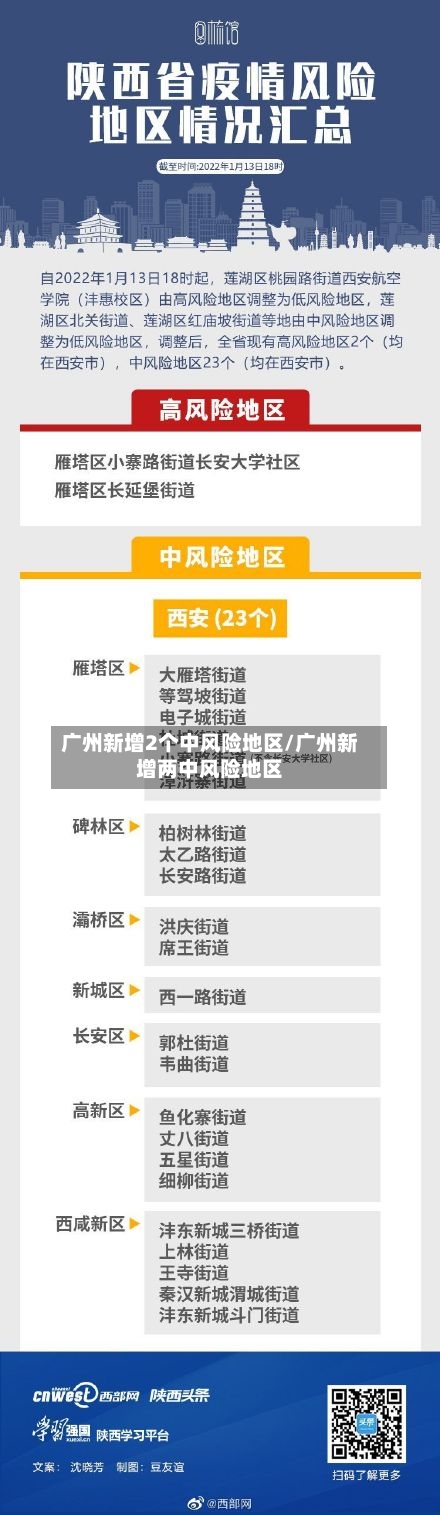 广州新增2个中风险地区/广州新增两中风险地区