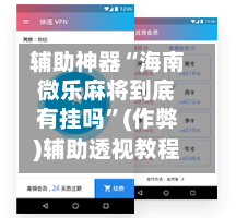 辅助神器“海南微乐麻将到底有挂吗”(作弊)辅助透视教程-第3张图片