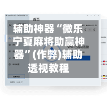 辅助神器“微乐宁夏麻将助赢神器	”(作弊)辅助透视教程-第3张图片