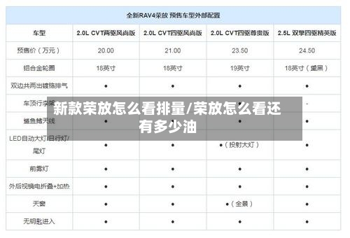新款荣放怎么看排量/荣放怎么看还有多少油